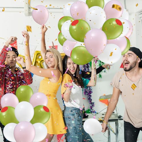 Hungdao 50 Pcs Martini Themed Party Decorations 10 Inch Martini Balloons for Bachelorette Party Bar Birthday Wedding Bridal Baby Shower Supplies(Olive,Pink,White) by Hungdao - Used condition - Image 4