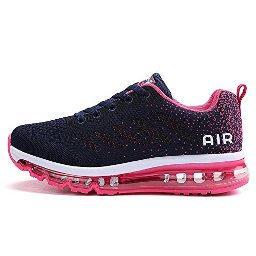 Fusskleidung® Damen Herren Sportschuhe Dämpfung Sneaker leichte Laufschuhe Weiß Rosa EU 41