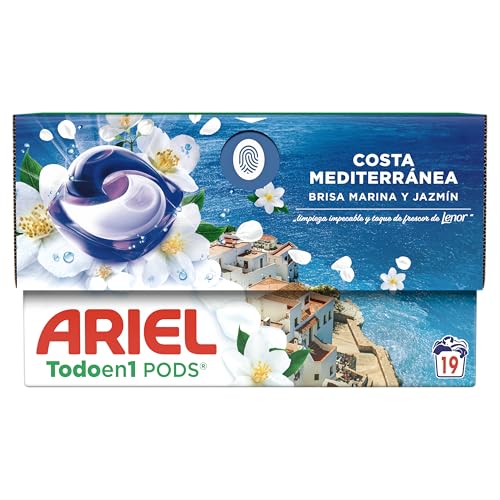 Ariel Todo en 1 PODS Brisa Marina Y Jazmín, Detergente Líquido En Cápsulas, 19 Lavados