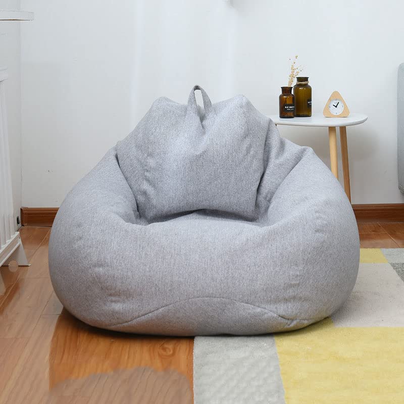 Highdi Funda de Puff sin Relleno Bolsa de Frijoles, Bean Bag Puf Protector de Sofás, Puff Cubierta Moderno para Adultos y Niños, para Sofá Perezoso Cubierta de Sillón (70x80cm,Gris)