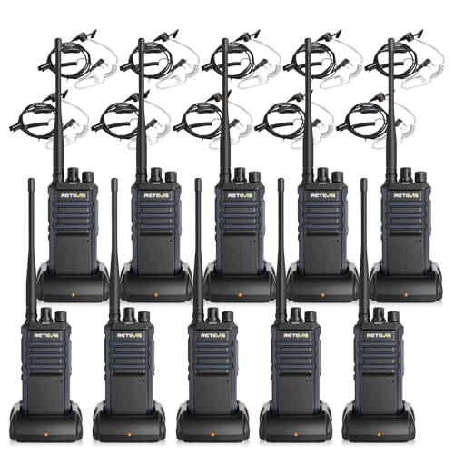 Image of Retevis RT86A Long Range Walkie Talkies,Heavy Duty 2 Way Radio with Earpiece,Professional Two Way Radio High Power,Group Call,Durable,2500mAh Rechargeable,for Fulfillment Center Warehouse(10Pack)