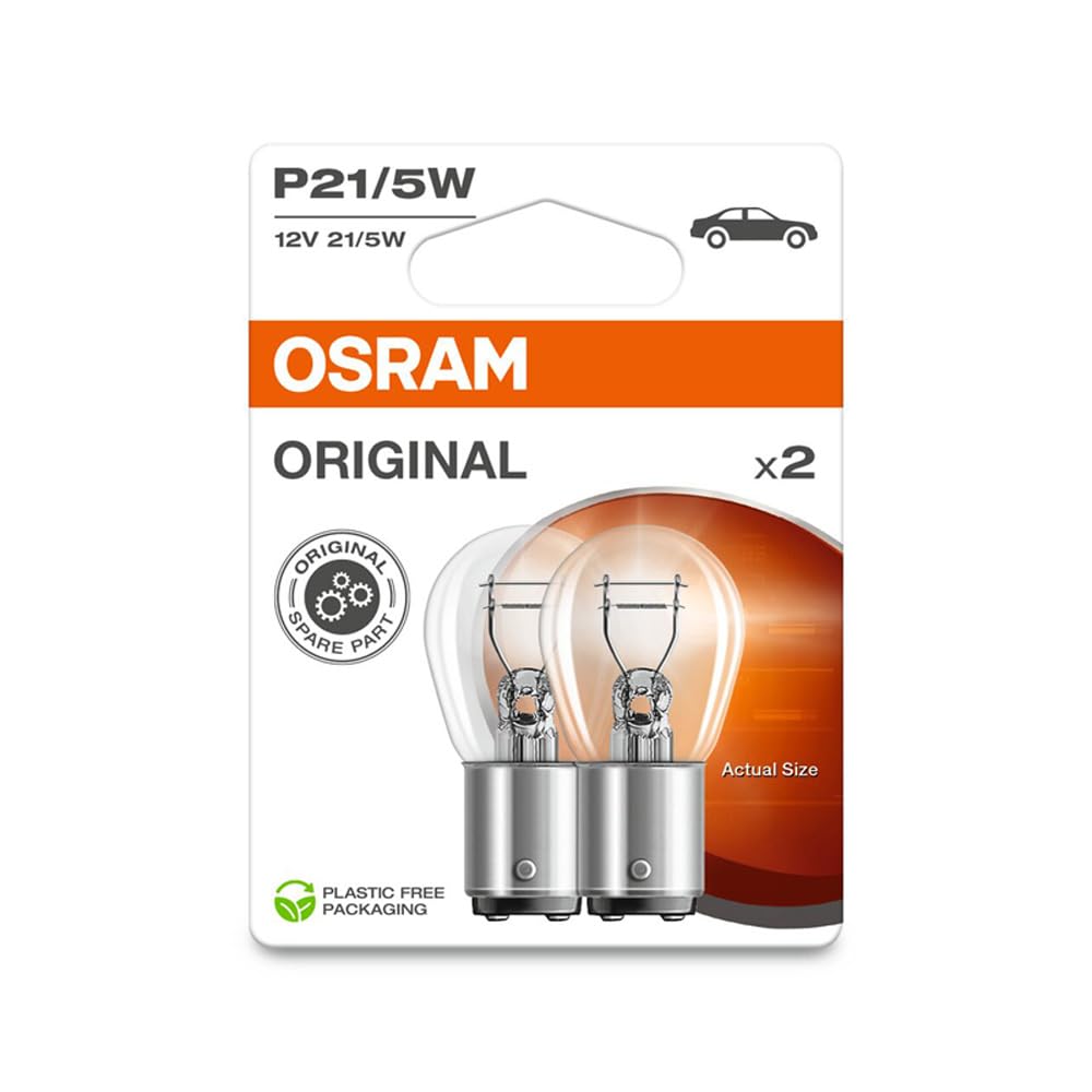 Osram ORIGINAL LINE 12V, P21/5W, signal lamp, Metal Base, Double Blister, (2 lamps)