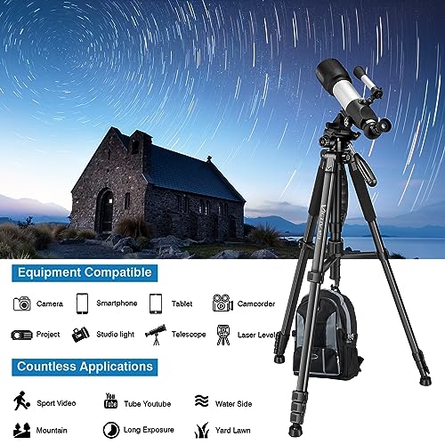 Image of Tripod for Camera and Phone, 72 inch Tall Camera Tripod Monopod with Remote, Professional Heavy Duty Compact Camera Stand for iPhone, DSLR, Spotting Scope, Telescope, Binocular (Pack of 3)