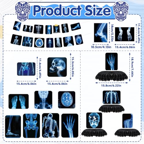 Image of Radiology X Ray Party Decorations, 14PCS Xray Banners with Hanging Swirls Birthday Decoration X-Ray Medical Theme Honeycomb Centerpiece Baby Shower Supplies for Radiology Doctor