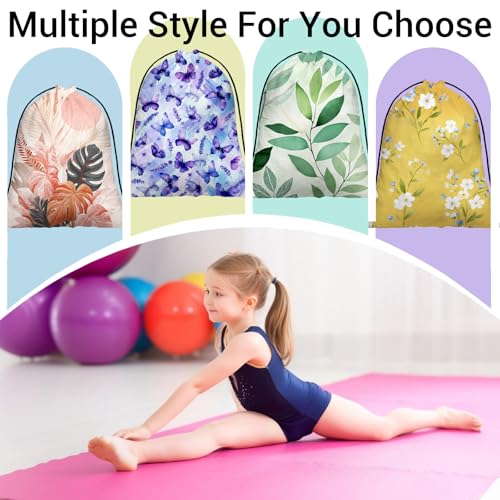 Image of Purple Butterfly Flower Grip Bag Small Drawstring Gymnastics Athlete Bag for Sport Dance Storage