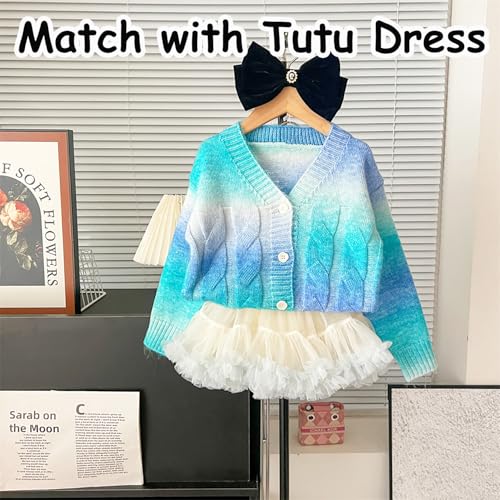 Toddler Girls Cardigan Sweater Button Knit Sweater Kids Rainbow Colors Coat Size 2-7T3