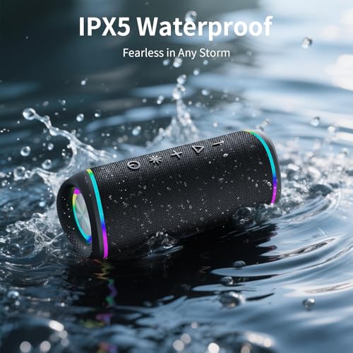 Bluetooth Speaker with HD Sound, Portable Wireless, IPX5 Waterproof, Up to 20H Playtime, TWS Pairing, Bluetooth 5.3, for Home, Party, Beach, Outdoor, Electronic Gadgets, Birthday Gift (Black) - Image 5