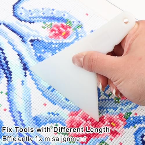 Image of AiYuanzsh 4 Pack Diamond Art Tools with Roller Press Tool, 2 Fix Aligning Repair Tools and 9-Drill Diamond Painting Pen, Diamond Painting Accessories Kit for Adult DIY Diamond Art