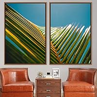 2 Piece Framed Canvas Wall Art Palm Tree Canvas Prints Home Artwork Decoration for Living Room,Bedroom - 16