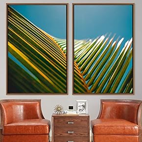 signwin 2 Piece Framed Canvas Wall Art Palm...