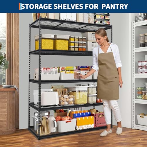 GarveeHome Garage Shelving, 5-Tier Heavy Duty Garage Shelving, 60" L x 24" W x 78" H Storage Shelves Adjustable Height, Metal Shelves for Kitchen Pantry Basement Laundry, Easy Assemble