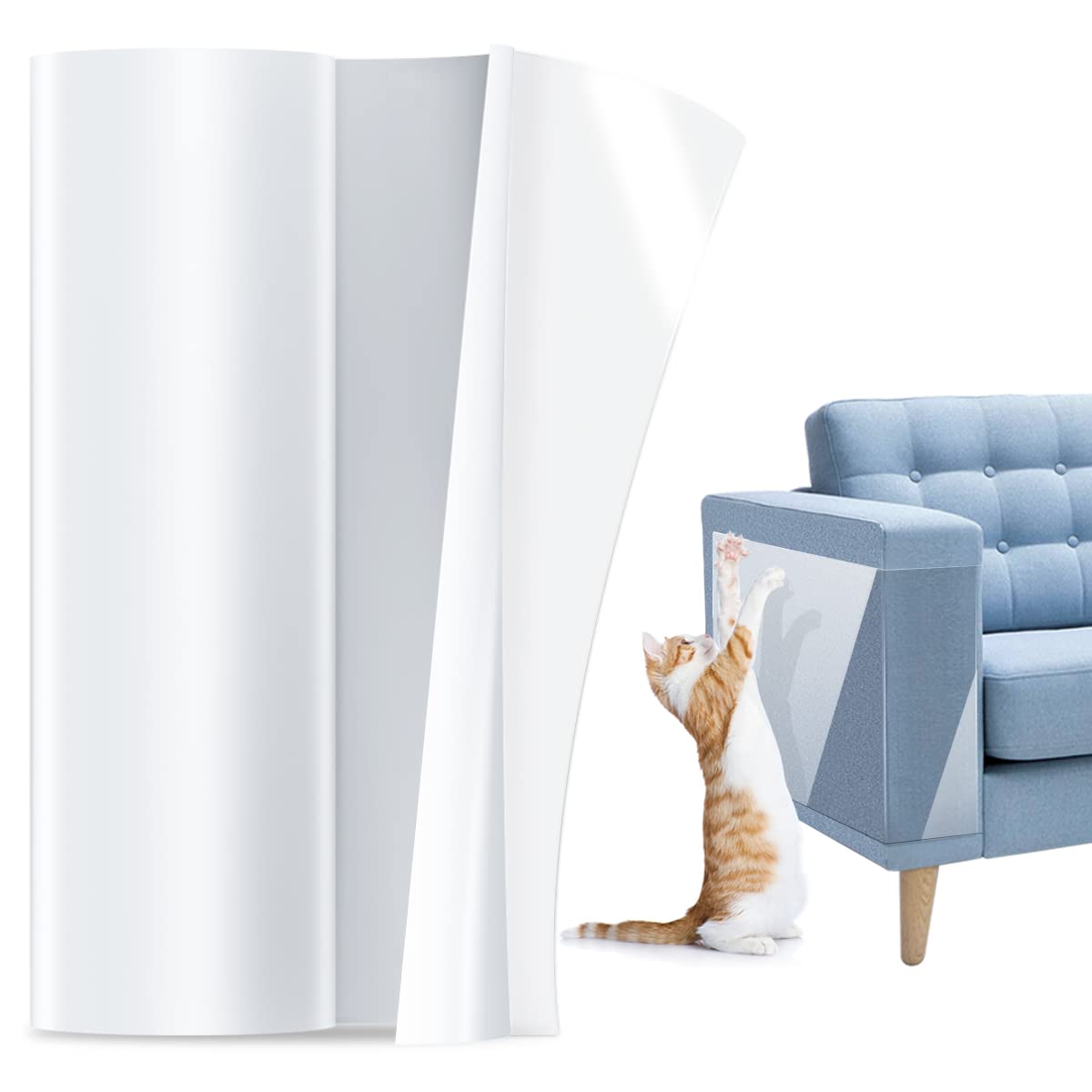Petslucent Sofa Cat Scratch Protector, Cat Furniture Protector Training Tape Anti Scratching, PVC Pet Furniture Scratch Resistant Sticker Transparent Anti-scratch Sticker For Domestic Cat Sofa