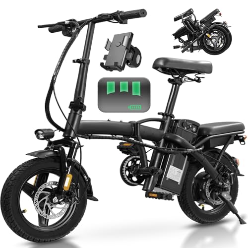 Electric Bike for Adults and Teens, 750W Peak Motor, 20-25MPH Compact Commuter Folding Ebike, 32 Miles Range, 48V 10Ah Battery, 3-Level Pedal Assist, 14" Foldable Electric Bicycle, UL 2849 Certified image 9