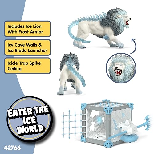 Image of Schleich Eldrador - 31Pc Battlecave Ice Lion Playset - Kids Ages 7+ | 42766