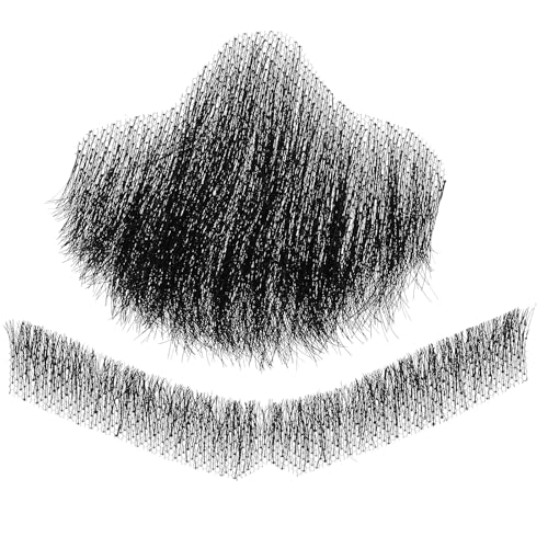 Barbe de cosplay noire anti-irritation en cheveux naturels tissée main pour déguisement