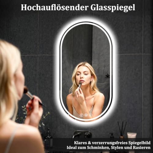 XRAMFY Badspiegel mit Beleuchtung LED 114×60CM Anti-Beschlag Badezimmer Wandspiegel Badezimmerspiegel IP65 Wassergeschützt – Ansicht 5