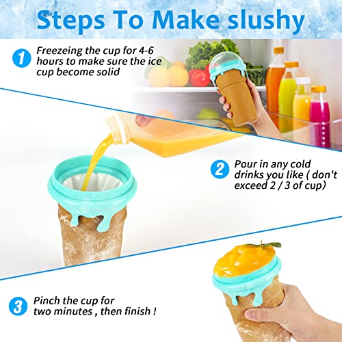 Slushy Maker, Apritsce 500 ml Slush Becher, Silikon Squeeze Slushy Becher mit 2 in 1 Strohhalm und Löffel, Slush Eis Becher für DIY Homemade Milk Shake Ice Cream, Kaffee – Bild 5