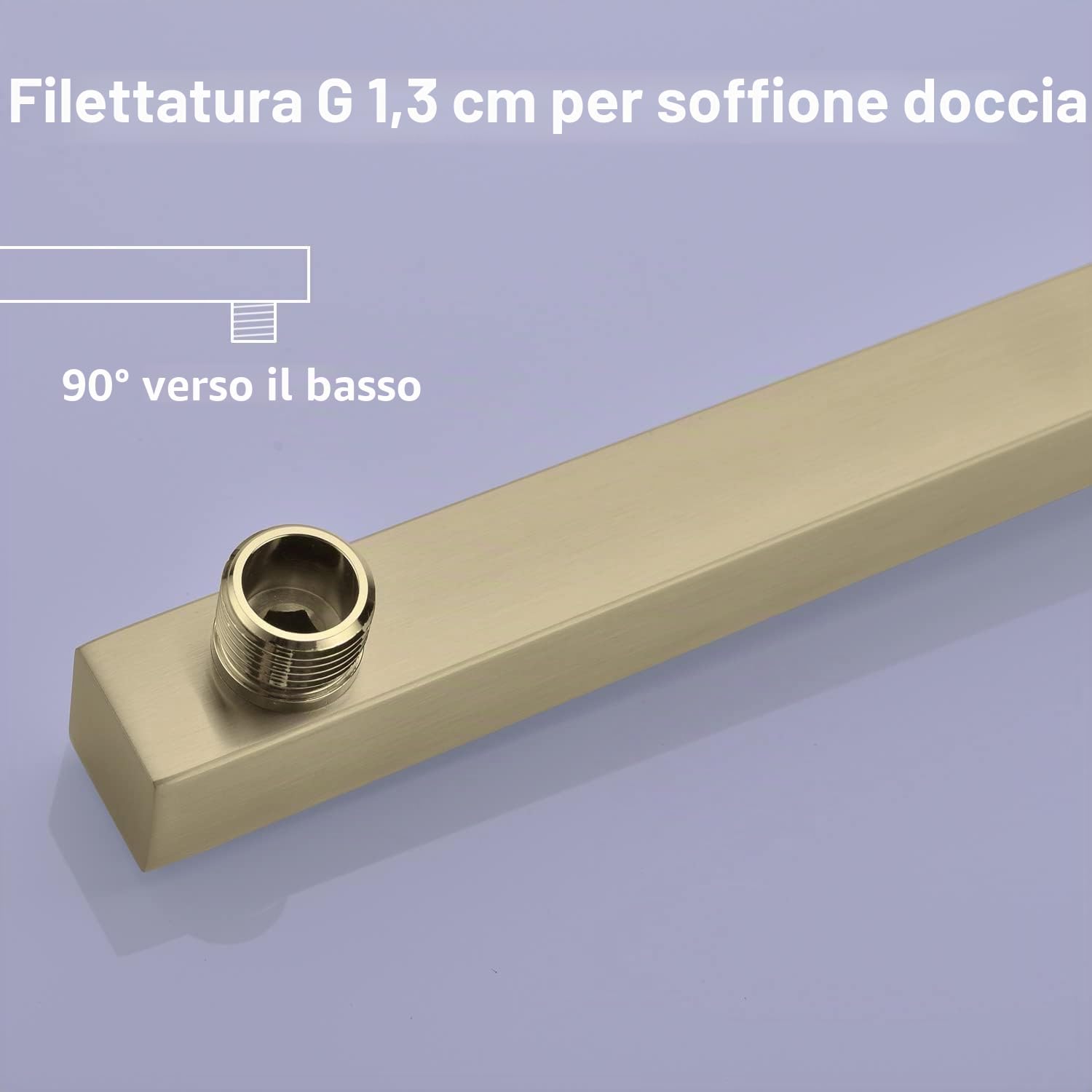 Braccio doccia da 40,6 cm, estensore per soffione doccia a pioggia con flangia e nastro in teflon, in acciaio inossidabile spesso, per soffione doccia a pioggia (oro spazzolato)