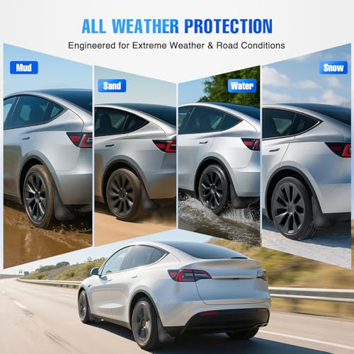 Image of Nilight Mud Flaps Splash Guards for Tesla Model Y 2020 2021 2022 2023 2024 | No Drilling Precision Fit Exterior Accessories Heavy-Duty Splash Guards Protection, Front & Rear Set