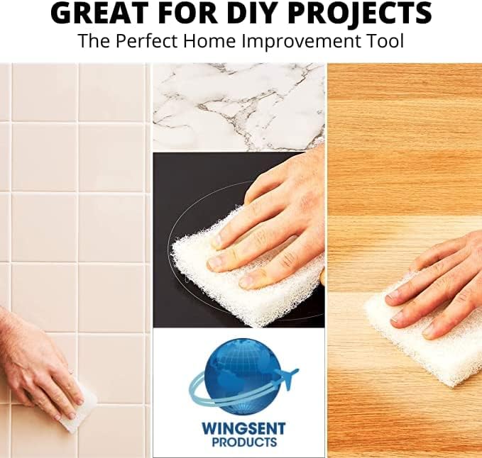 Image of Commercial Light Duty White Scrub Pad - 4.6 inch x 10 inch Non-Abrasive Cleaning Pad for Delicate Surfaces, Kitchen, Bathroom, Glass & More (2)