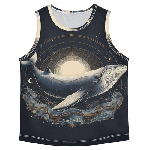 Bolaz Boys Athletic Quick Dry Tank Top Sleeveless Workout T Shirts Age 11-15,Delicate Whale