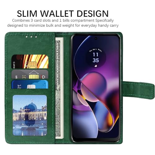 Image of Amazon Brand - Solimo Flip Leather Mobile Cover (Soft & Flexible Back case) for Motorola Moto G54 5G / G54 Power 5G / G64 5G (Green)