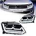 VOPQXLYMR Styling Head Lamp Compatible with VW Amarok Headlights 2010-2020 LED Headlight Projector Lens DRL Signal Animation Auto Accessories(Right Hand Drive)