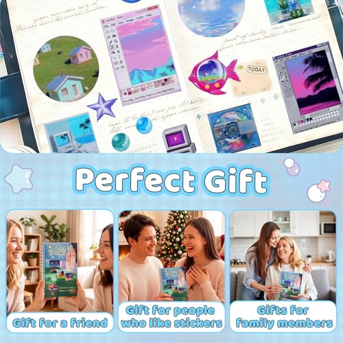 Image of 800Pcs Cute Scrapbook Stickers Travel Y2k Japanese Sticker Book for Adult Kawaii Korean Stickers for Journaling Laser Aesthetic Sticker Glitter Toploader Decor for DIY Card Art Crafts 30 Page Dream