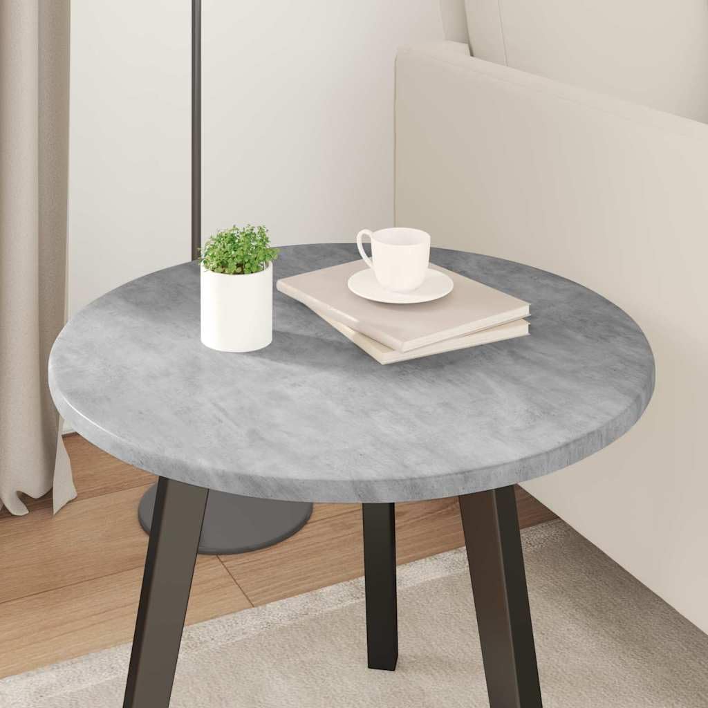 Tischplatte Betongrau 50 x 50 cm Holzwerkstoff rund Modernes Design Robust und Langlebig Gartentischplatte für Outdoor & Indoor Terrasse Balkon und Küche