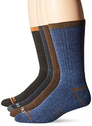 Dickies Men's Split Rib Moisture Control Crew Socks, Navy, 4 Pair