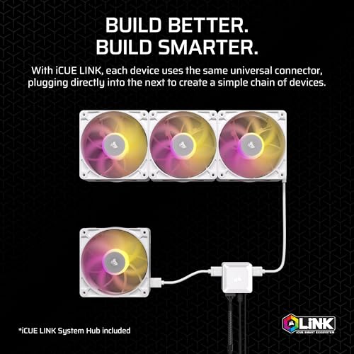 Image of CORSAIR iCUE Link RX140 MAX RGB 140mm PWM Thick Fans with iCUE Link System Hub - High-Static Pressure - Magnetic Dome Bearing - Dual Pack - White