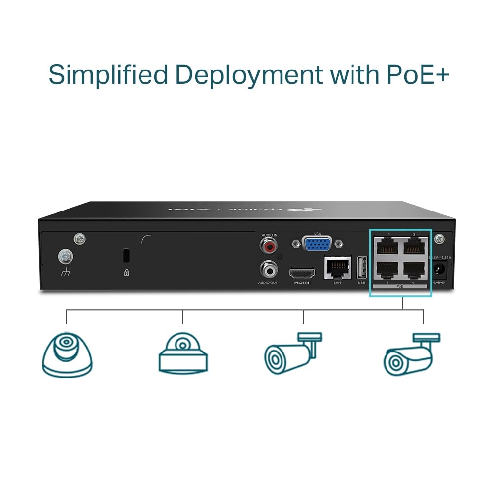 Almacenamiento en Red TP-Link VIGI NVR1004H-4P Negro