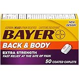 Bayer Aspirin Pain Reliever, Extra Strength Back & Body Pain, 50-Count Caplets