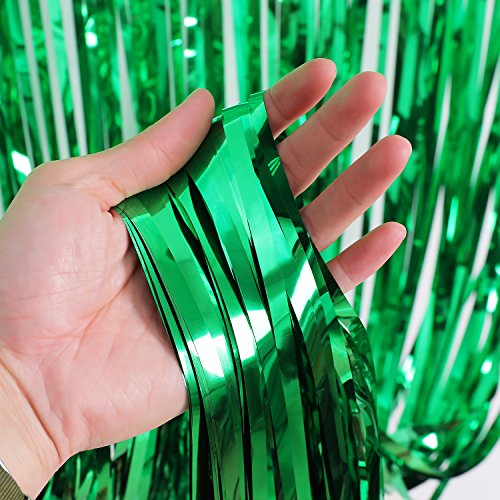 4 Pack Foil Curtains Metallic Fringe Curtains Shimmer Curtain for Birthday Wedding Disco Party Decorations(Green) 6 4 Pack Foil Curtains Metallic Fringe Curtains Shimmer Curtain for Birthday Wedding Disco Party Decorations(Green) - Image 7