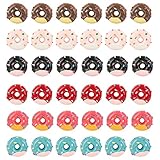 AUEAR, 30 Pack Resin Donut Charms Beads Donuts Flat Back Charm