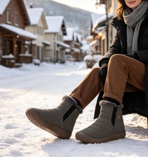 Image of Eagsouni Womens Mens Snow Boots Winter Slip On Shoes