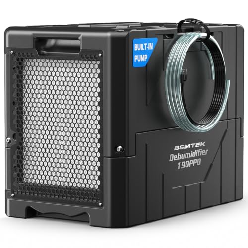 190Pints Commercial Dehumidifier for Basements with Pump Drain Hose, LGR Dehumidifiers with Wheels, Crawl Space Ddehumidifier for Basement, Warehouse and Garages Up to 6000 Sq.Ft, Black