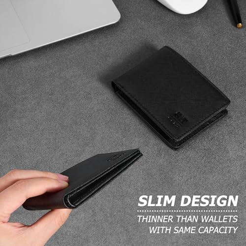 Gostwo Slim Wallet for Men Minimalist Leather ID Window Front Pocket Bifold Wallet4