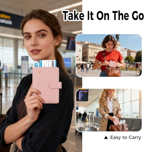 Image of Melsbrinna Premium Leather Passport Holder Covers Case, Waterproof Rfid Blocking Travel Wallet Passport Holder with Pen Holder, Cute Passport Book for Women /Men