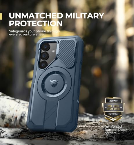 Image of Dexnor for Samsung Galaxy S25 Case with Camera Cover & Adjustable Kickstand & Built-in Screen Protector, Magnetic Rugged Shockproof Bumper Cases Heavy-Duty Magnetic Protective Cover (2025),Navy Blue