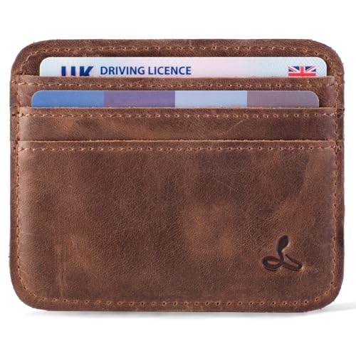 Snakehive - Card Wallet for Men and Women - Minimalist Style Genuine Leather Slim Card Holder Handmade in Europe (Brown)3