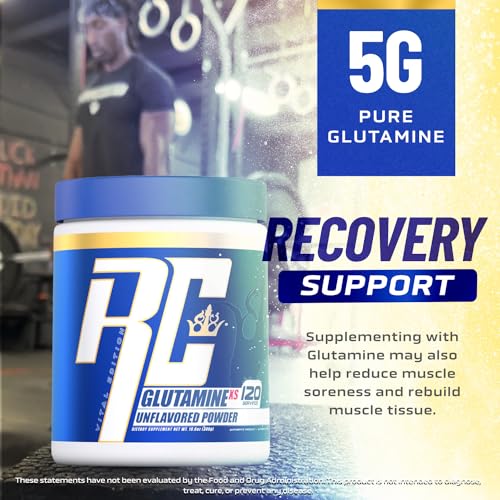 Image of Ronnie Coleman Signature Series Glutamine Powder, Supplement for Post Workout Muscle Recovery, Supplements with L-Glutamine for Men and Women, Strength Support, Unflavored Drink Mix, 120 Servings