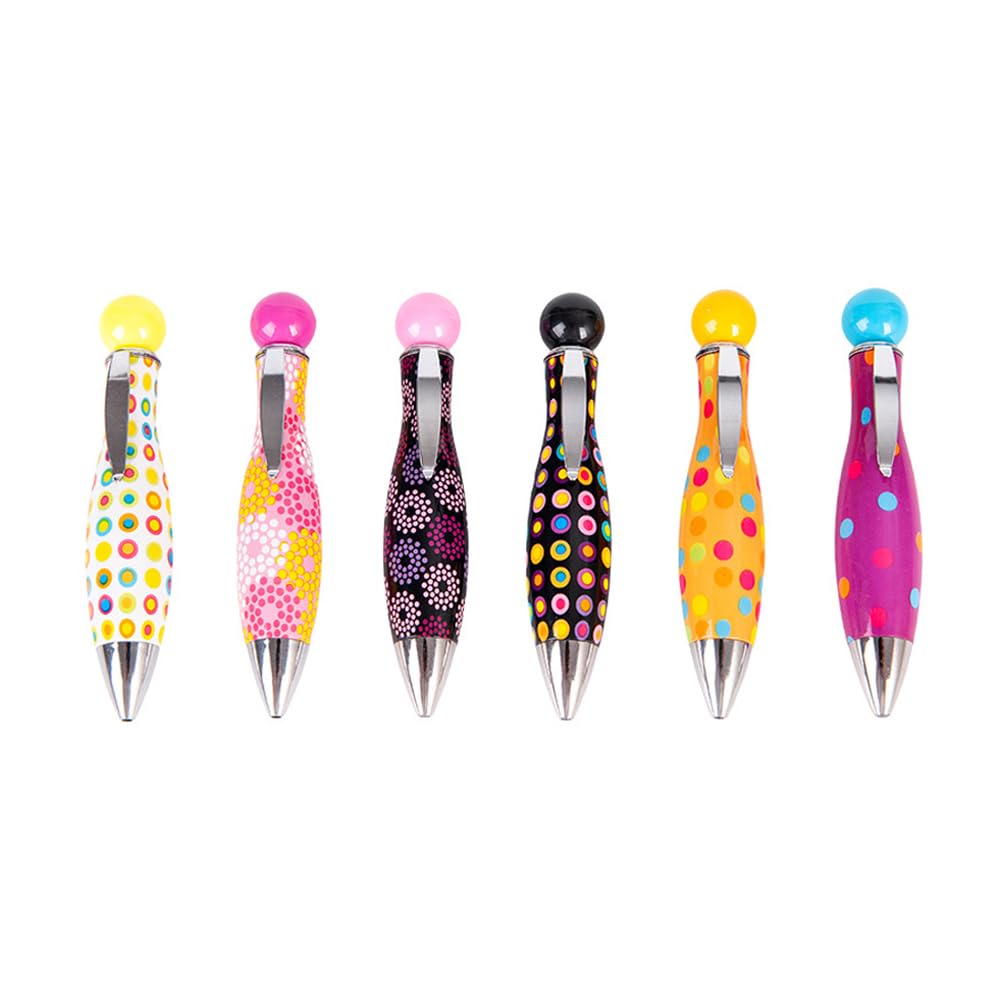 Ieron 6PCS Colorful Bowling Ballpoint Pens Mini Big Fat Pens Adorable Fat Bullet Head Pens with Clip for School Office Writing Stationery