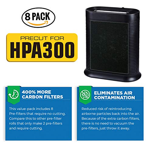 VEVA Precut for HPA300 Premium Carbon Activated Pre Filters 8 Pack Compatible with HW Air Purifier. Precision Fit for Easy Installation Advanced Filters