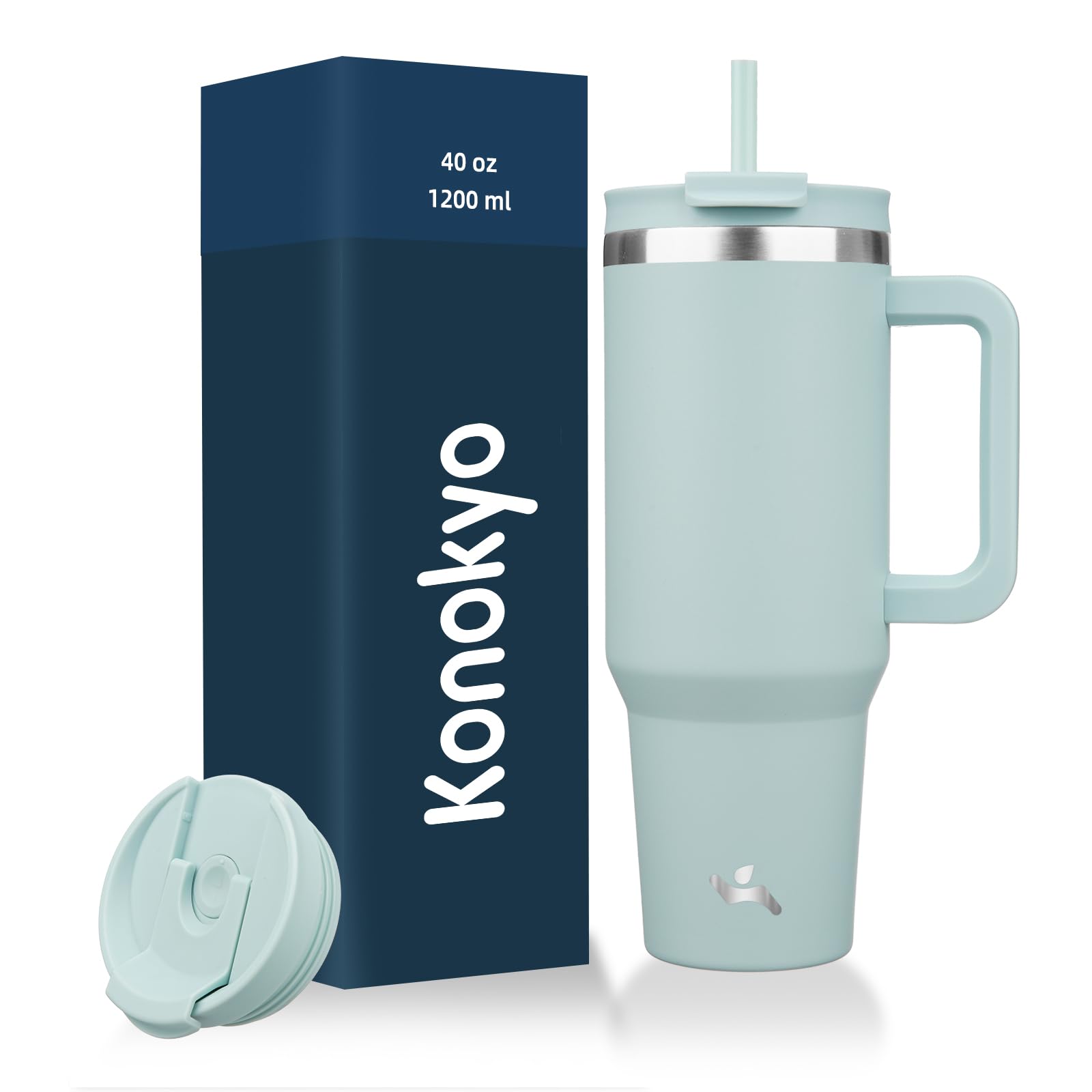 Konokyo 40 oz Insulated Tumbler Water Bottle with Handle, Straw Lid
