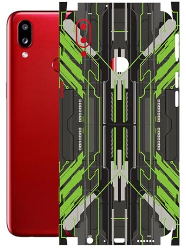 Image of AtOdds - Full Body Back Screen Guard Protector Film - Lamination Wrap Skin Sticker Compatible with Samsung Galaxy A10s | Scratchproof Matte Finish (Cyber Green)