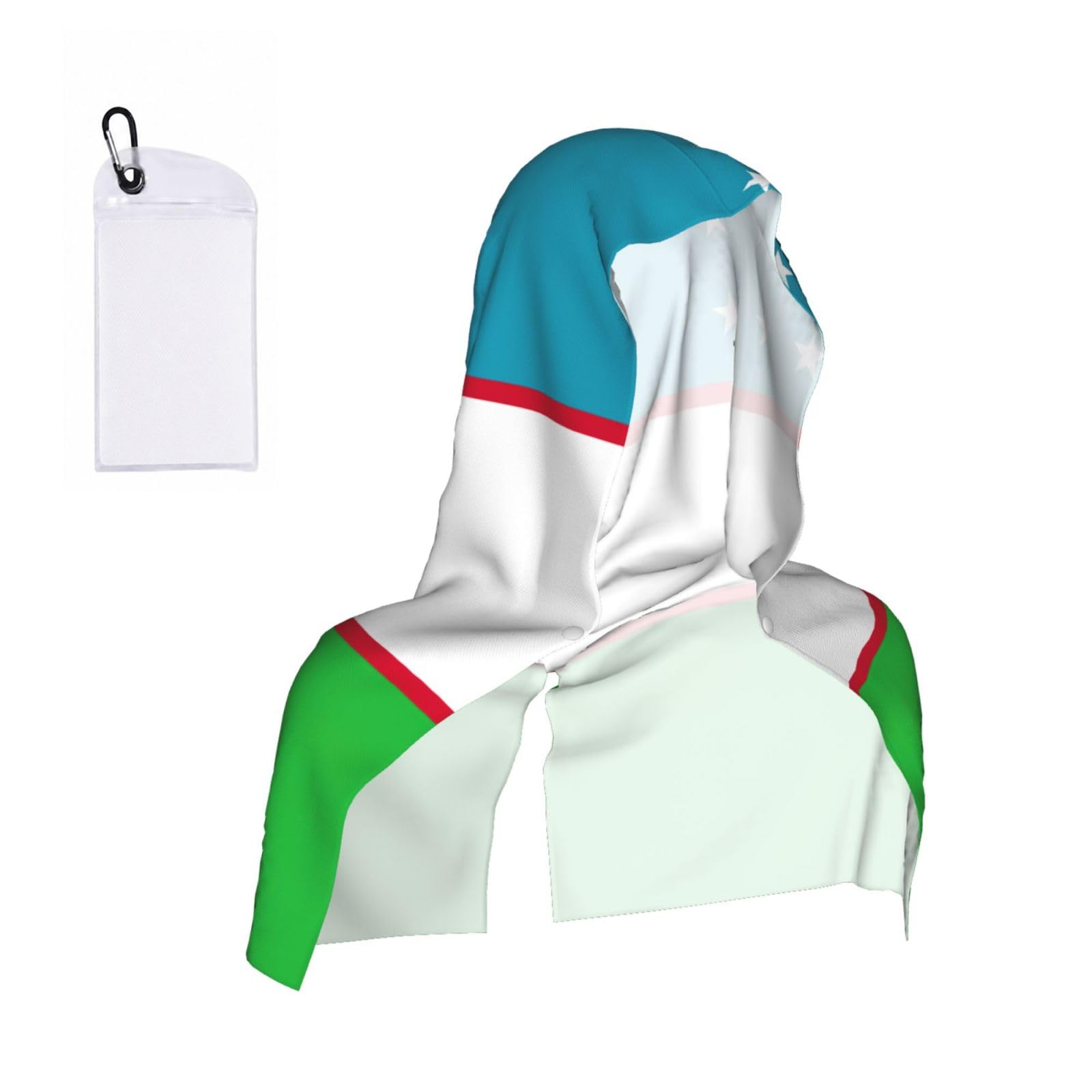 DUWAA Flag Of The Republic Of Uzbekistan Print Reusable Hoodie Cooling Neck Wrap, Hot Weather Outdoor Sports Workout Head Towel For Stay Chill