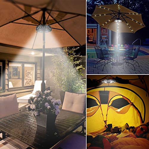 Image of Patio Umbrella Light, 28 LED Lights at 200 lumens 3 Lighting Modes Cordless 4 x AA Battery Operated, Umbrella Pole Light for Patio Umbrellas, Camping Tents or Outdoor Use (White)