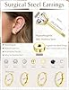 Jstyle Hypoallergenic 14K Gold Plated Stud Hoop Earrings for Women Small Flat Back Surgical Stainless Steel Earrings for Sensitive Ears Hoops Cartilage Earring Stack Set Multiple Piercing Jewelry #5