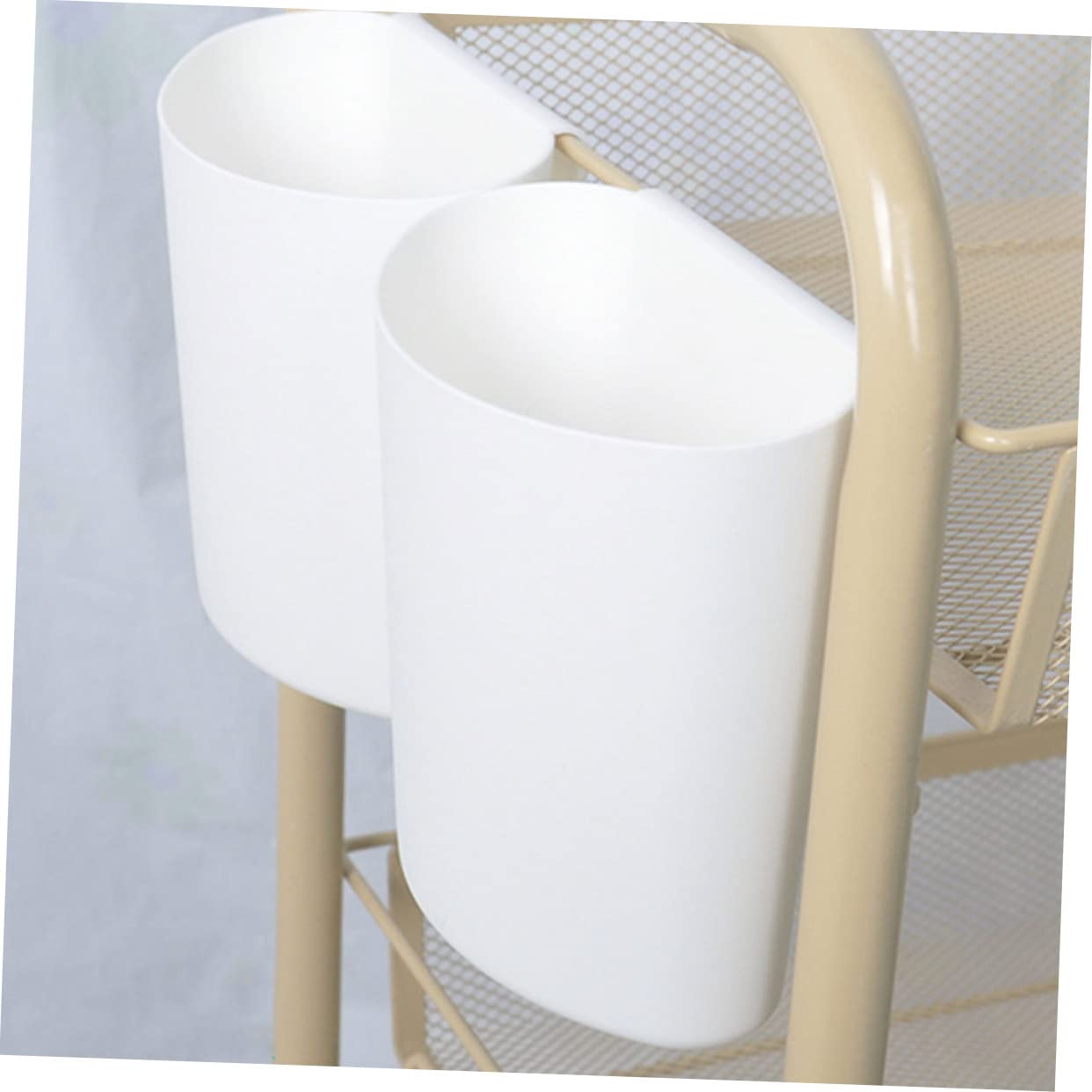 KOMBIUDA 6pcs Hanging Bucket Storage Baskets for Salon Use Sundries Holder for Rolling Carts Space-saving Organization Easy Installation White Color
